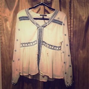 Romeo & Juliet white Sheer Long Sleeve Blouse